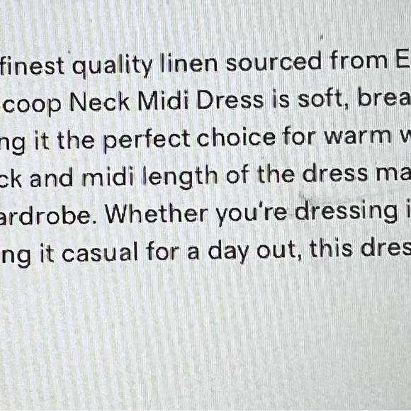 💯% European Linen Scoop Neck Midi Dress  - light yellow, Medium, NEW - Picture 10 of 11